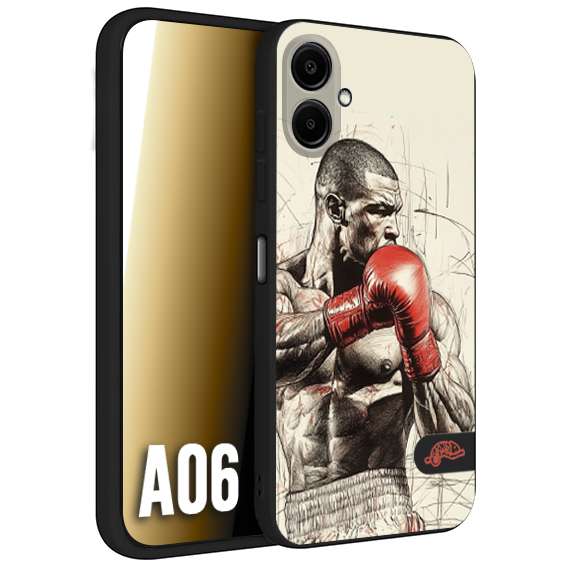 CUSTOMIZZA - Custodia cover nera morbida in tpu compatibile per Samsung A06 pugilato pugili disegno tattoo guantoni box sport ring