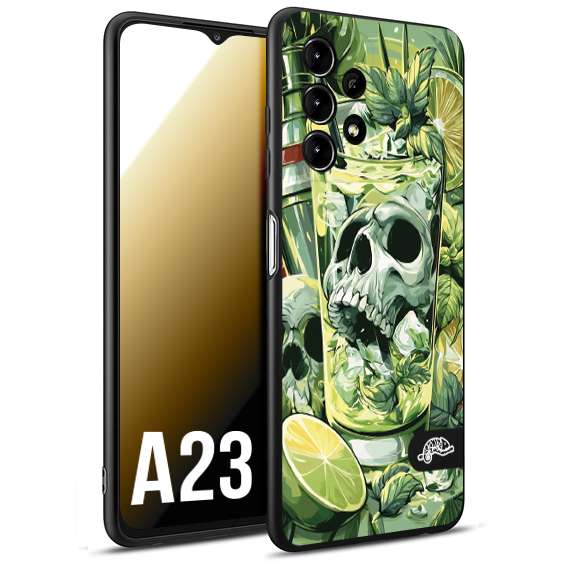 CUSTOMIZZA - Custodia cover nera morbida in tpu compatibile per Samsung A23 Mojito cocktail teschio illustrazione drink lime menta ghiacci tropicale street art