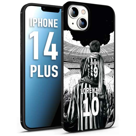 CUSTOMIZZA - Custodia cover nera morbida in tpu compatibile per iPhone 14 PLUS personalizzata calcio football nome e numero calciatori bianconeri bianca e nera