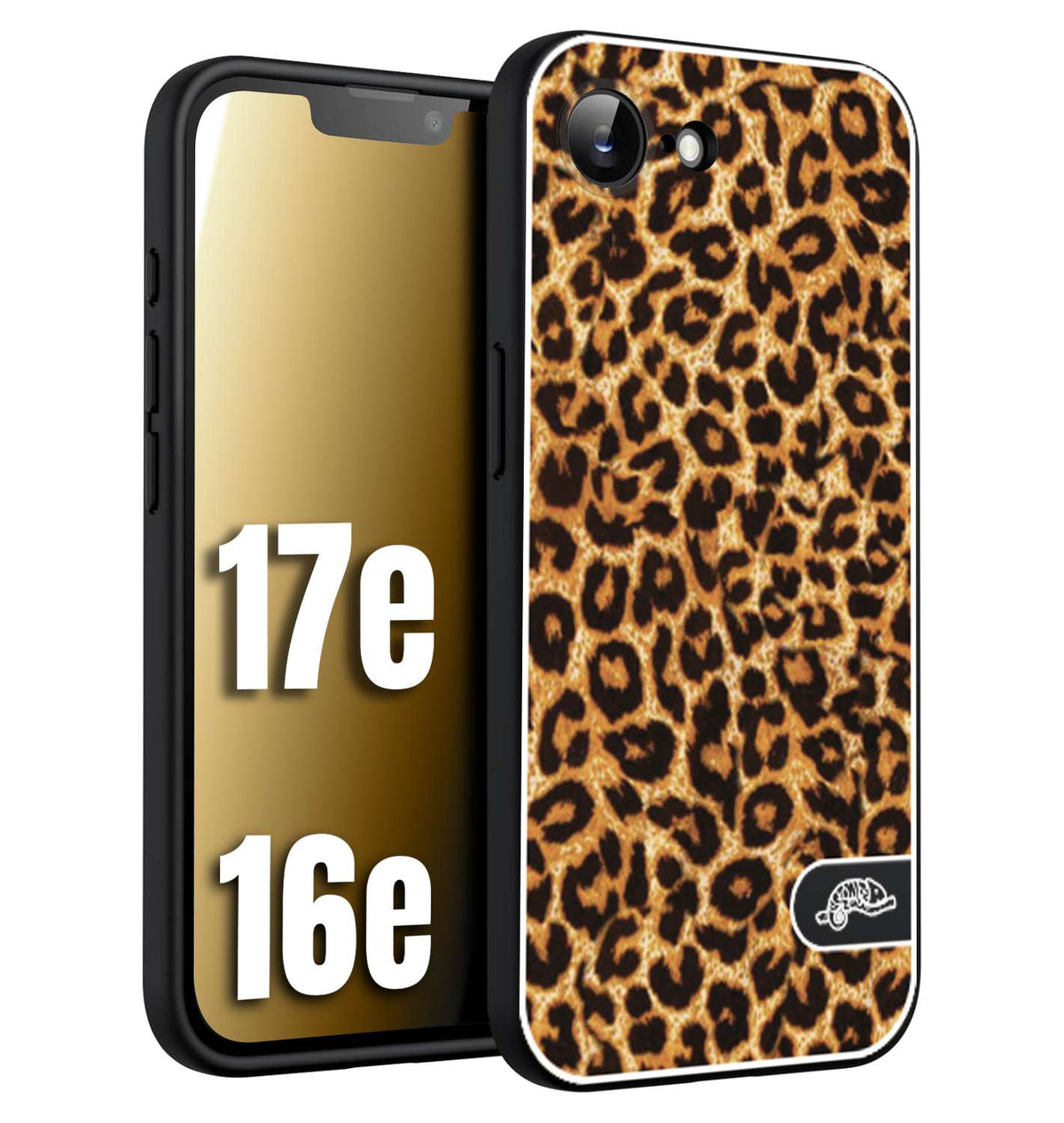 CUSTOMIZZA - Custodia cover nera morbida in tpu compatibile per iPhone 16E - 17E leopardato maculato donna marrone leopard brown