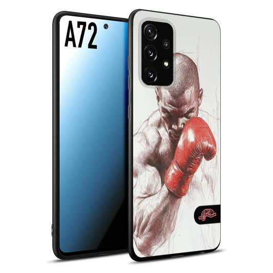 CUSTOMIZZA - Custodia cover nera morbida in tpu compatibile per Samsung A72 pugilato pugili disegno tattoo guantoni box sport primo piano