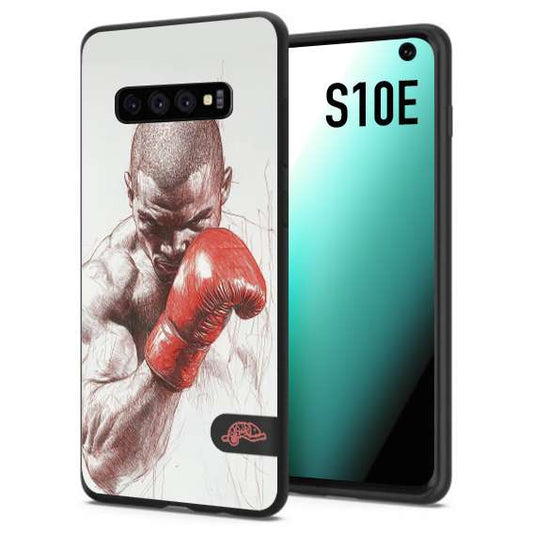 CUSTOMIZZA - Custodia cover nera morbida in tpu compatibile per Samsung S10E pugilato pugili disegno tattoo guantoni box sport primo piano