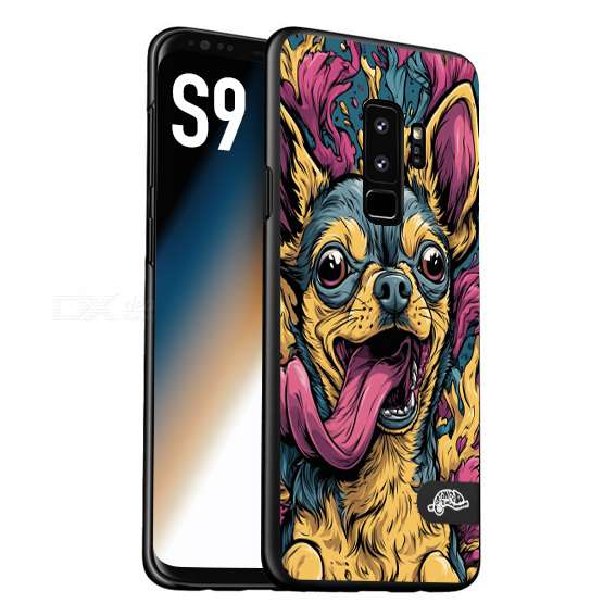 CUSTOMIZZA - Custodia cover nera morbida in tpu compatibile per Samsung S9 Chihuahua illustrazione cane pop art cane street art cartone animato