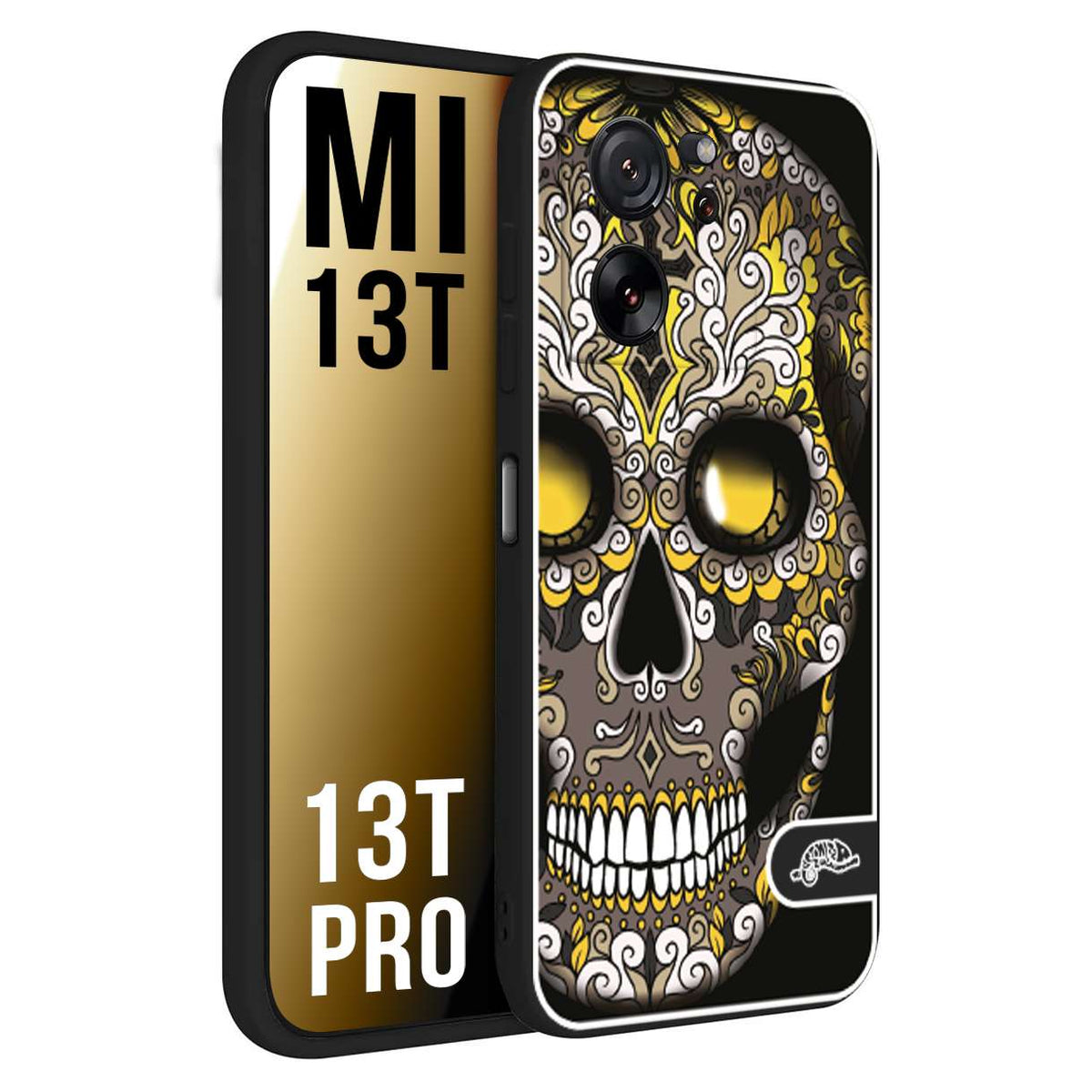 CUSTOMIZZA - Custodia cover nera morbida in tpu compatibile per Xiaomi 13T - 13T PRO effetto marmo marble verde green venature dorato pietra