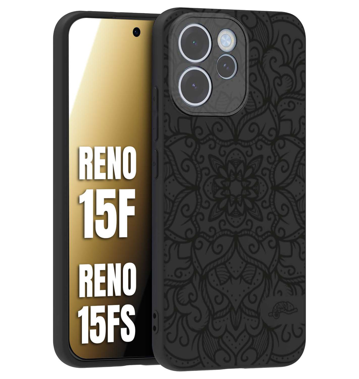 CUSTOMIZZA - Custodia cover nera morbida in tpu compatibile per Oppo Reno 15 F - Reno 15 FS mandala nero fiore vedo non vedo donna