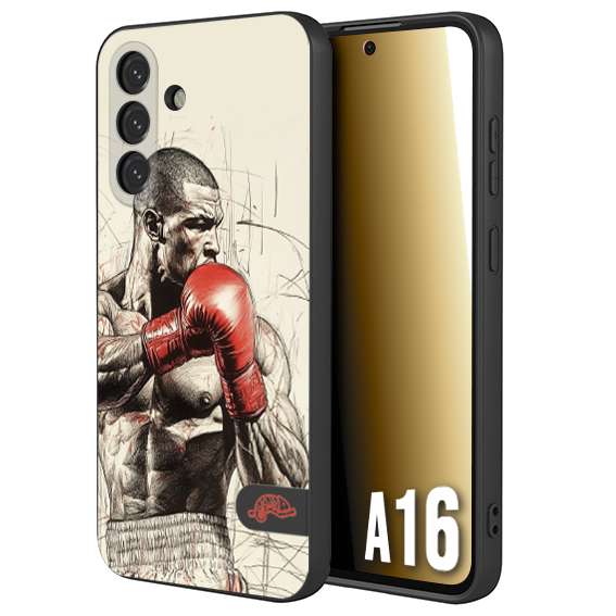 CUSTOMIZZA - Custodia cover nera morbida in tpu compatibile per Samsung A16 pugilato pugili disegno tattoo guantoni box sport ring