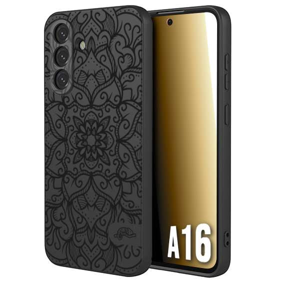 CUSTOMIZZA - Custodia cover nera morbida in tpu compatibile per Samsung A16 mandala nero fiore vedo non vedo donna