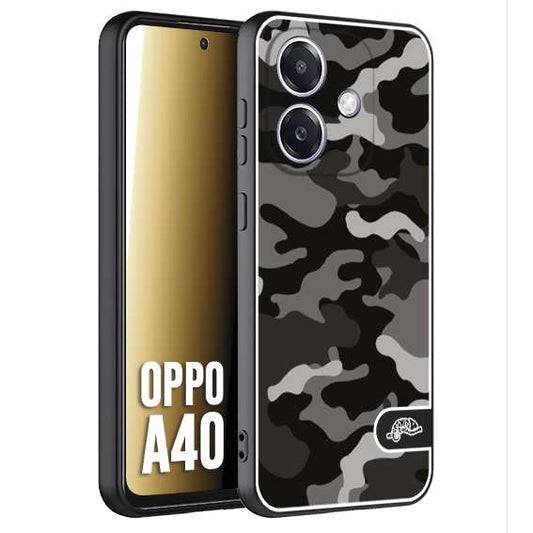 CUSTOMIZZA - Custodia cover nera morbida in tpu compatibile per Oppo A40 camouflage mimetico militare nero black grigio
