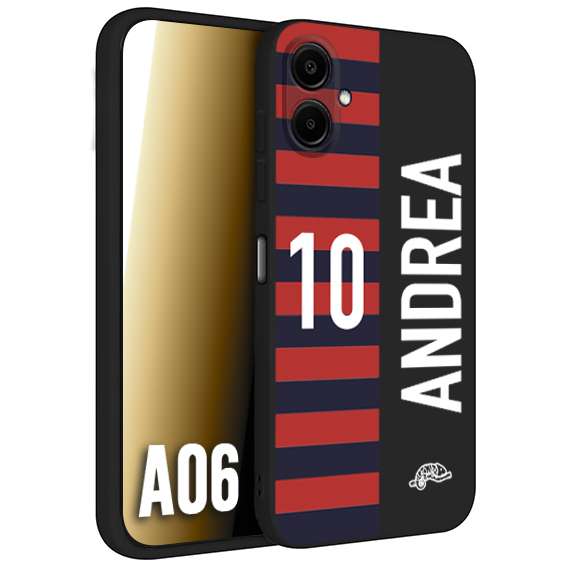 CUSTOMIZZA - Custodia cover nera morbida in tpu compatibile per Samsung A06 personalizzata calcio football nome e numero calciatori rossoblu