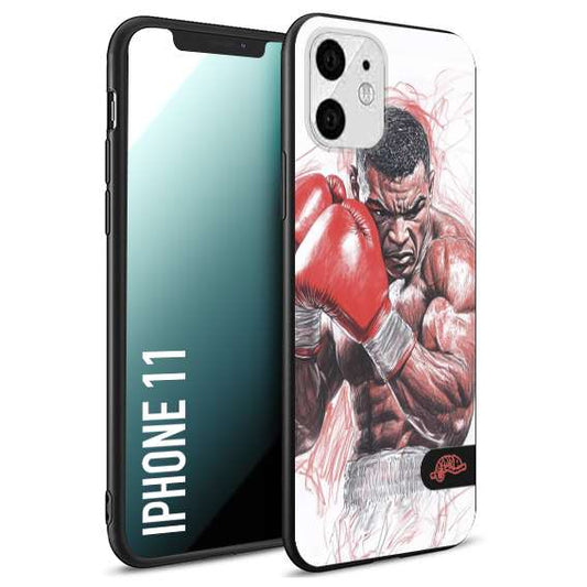CUSTOMIZZA - Custodia cover nera morbida in tpu compatibile per iPhone 11 pugilato pugili disegno tattoo guantoni boxer pesi massimi iron mike
