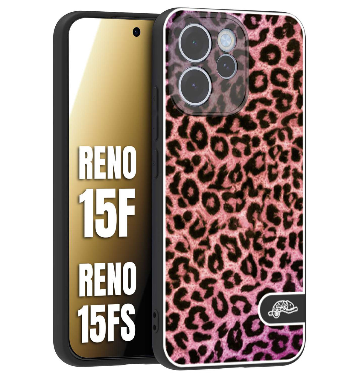 CUSTOMIZZA - Custodia cover nera morbida in tpu compatibile per Oppo Reno 15 F - Reno 15 FS leopardato maculato donna rosa leopard