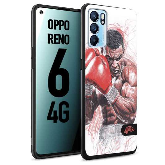 CUSTOMIZZA - Custodia cover nera morbida in tpu compatibile per Oppo Reno 6 4G pugilato pugili disegno tattoo guantoni boxer pesi massimi iron mike