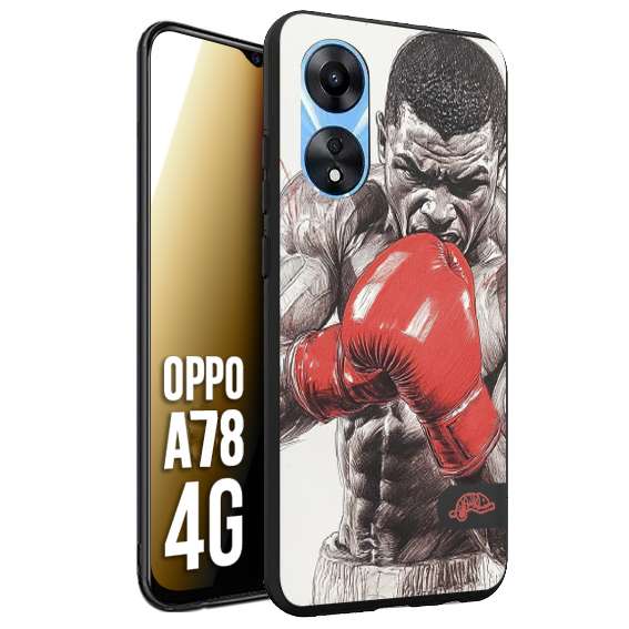 CUSTOMIZZA - Custodia cover nera morbida in tpu compatibile per Oppo A78 4G pugilato pugili disegno tattoo guantoni box pesi massimi gancio