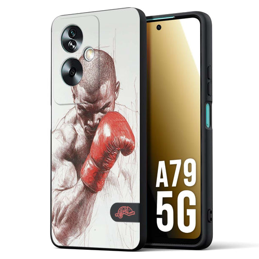 CUSTOMIZZA - Custodia cover nera morbida in tpu compatibile per Oppo A79 5G pugilato pugili disegno tattoo guantoni box sport primo piano