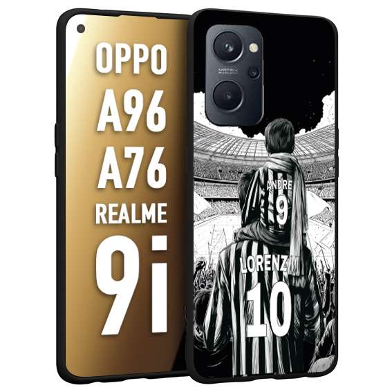 CUSTOMIZZA - Custodia cover nera morbida in tpu compatibile per Realme 9i - A96 - A76 personalizzata calcio football nome e numero calciatori bianconeri bianca e nera
