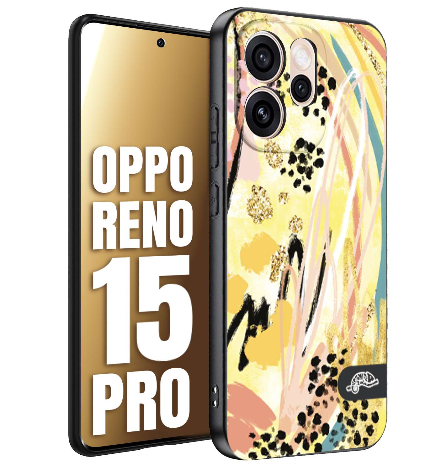 CUSTOMIZZA - Custodia cover nera morbida in tpu compatibile per Oppo Reno 15 PRO astratti donna flower fantasia estate gialla rosa leopardata