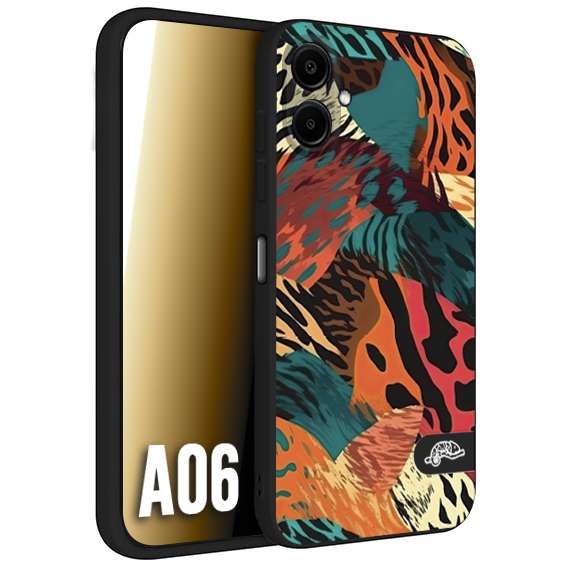 CUSTOMIZZA - Custodia cover nera morbida in tpu compatibile per Samsung A06 leopardato tigrato tiger colorata summer arancio verde fucsia