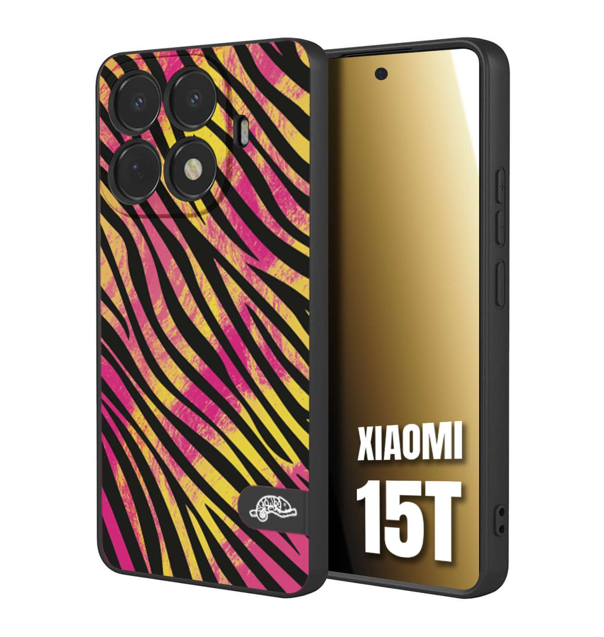 CUSTOMIZZA - Custodia cover nera morbida in tpu compatibile per Xiaomi 15T zebrata maculata a rilievo soft touch donna fucsia gialla