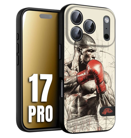 CUSTOMIZZA - Custodia cover nera morbida in tpu compatibile per iPhone 17 PRO pugilato pugili disegno tattoo guantoni box sport ring