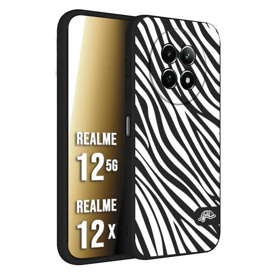 CUSTOMIZZA - Custodia cover nera morbida in tpu compatibile per Realme 12 5G - 12X zebrata maculata a rilievo soft touch donna bianca