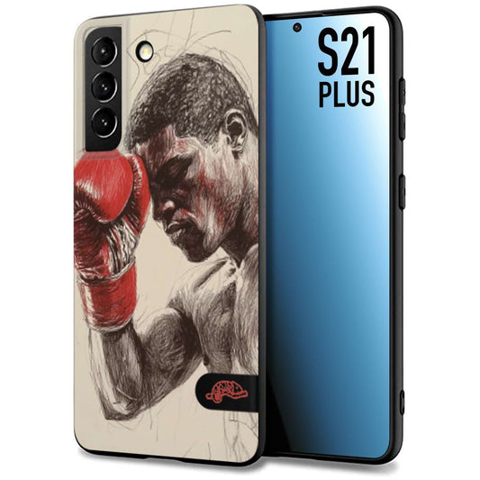 CUSTOMIZZA - Custodia cover nera morbida in tpu compatibile per Samsung S21 PLUS pugilato pugili disegno tattoo guantoni boxer pesi massimi