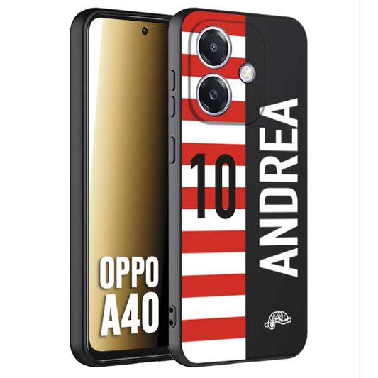 CUSTOMIZZA - Custodia cover nera morbida in tpu compatibile per Oppo A40 personalizzata calcio football nome e numero calciatori bianco rossa