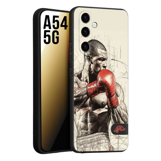 CUSTOMIZZA - Custodia cover nera morbida in tpu compatibile per Samsung A54 5G pugilato pugili disegno tattoo guantoni box sport ring