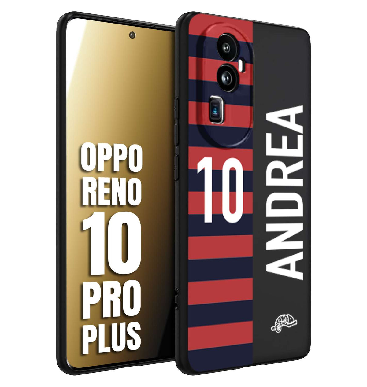 CUSTOMIZZA - Custodia cover nera morbida in tpu compatibile per Oppo Reno 10 PRO PLUS personalizzata calcio football nome e numero calciatori rossoblu