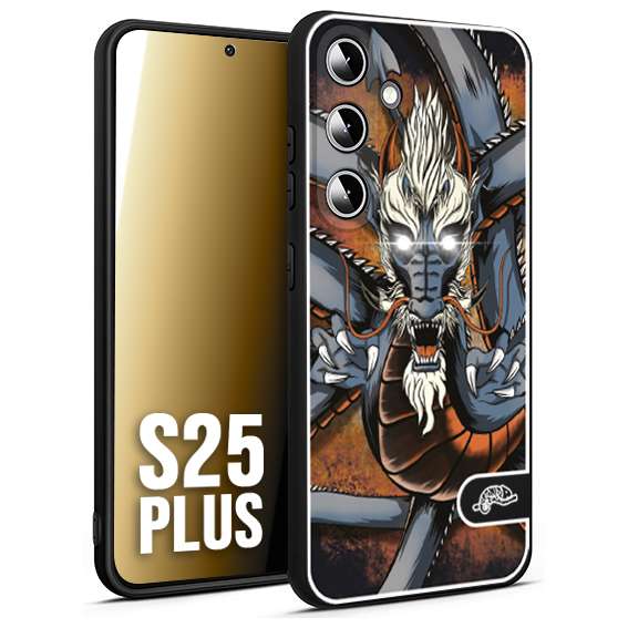 CUSTOMIZZA - Custodia cover nera morbida in tpu compatibile per Samsung S25 PLUS drago giapponese tattoo japan dragon