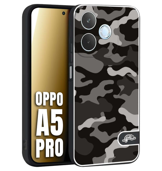 CUSTOMIZZA - Custodia cover nera morbida in tpu compatibile per Oppo A5 PRO camouflage mimetico militare nero black grigio