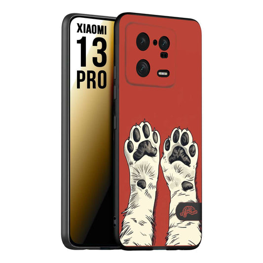 CUSTOMIZZA - Custodia cover nera morbida in tpu compatibile per Xiaomi 13 PRO zampe di gatto cat paws rossa red disegnata fumetto cartoon