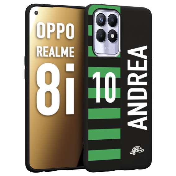 CUSTOMIZZA - Custodia cover nera morbida in tpu compatibile per Realme 8i personalizzata calcio football nome e numero calciatori neroverde