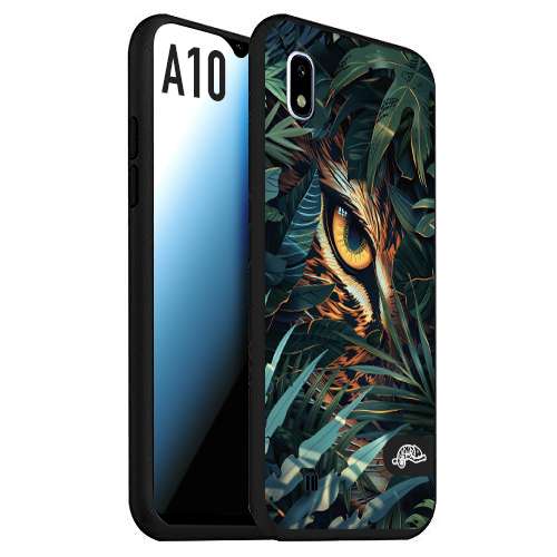 CUSTOMIZZA - Custodia cover nera morbida in tpu compatibile per Samsung A10 animali color giungla tropicale occhio di giaguaro felino disegnato