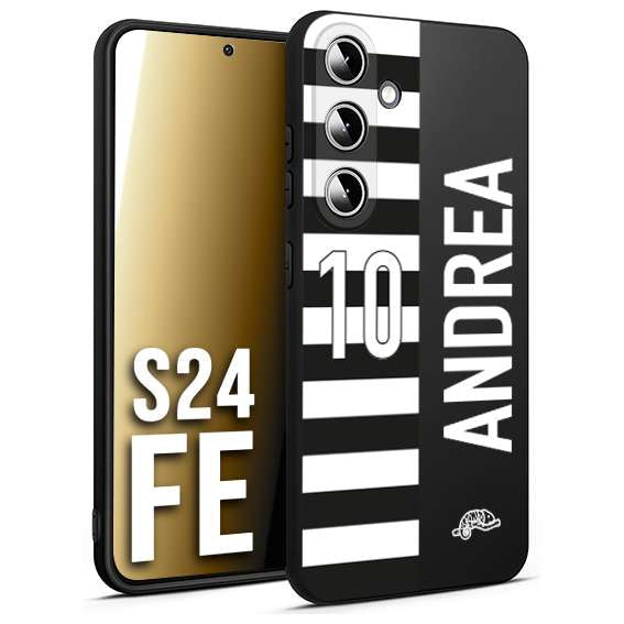 CUSTOMIZZA - Custodia cover nera morbida in tpu compatibile per Samsung S24 FE personalizzata calcio football nome e numero calciatori bianconera