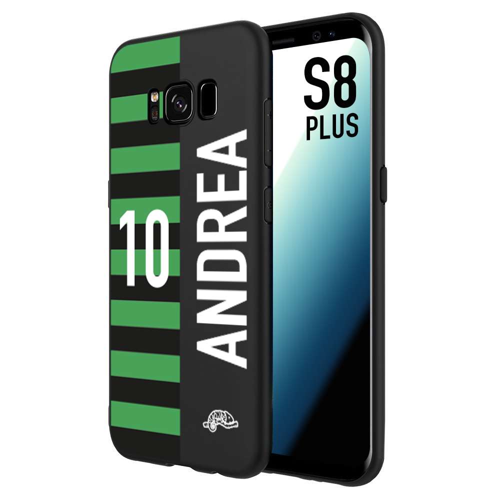 CUSTOMIZZA - Custodia cover nera morbida in tpu compatibile per Samsung S8 PLUS personalizzata calcio football nome e numero calciatori neroverde