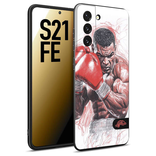 CUSTOMIZZA - Custodia cover nera morbida in tpu compatibile per Samsung S21 FE pugilato pugili disegno tattoo guantoni boxer pesi massimi iron mike