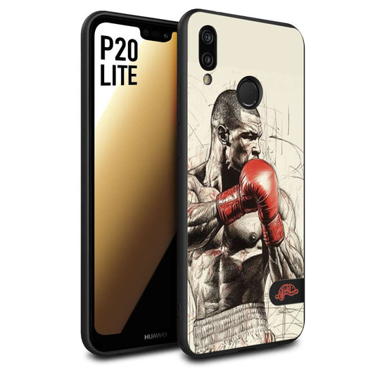 CUSTOMIZZA - Custodia cover nera morbida in tpu compatibile per Huawei P20 LITE pugilato pugili disegno tattoo guantoni box sport ring