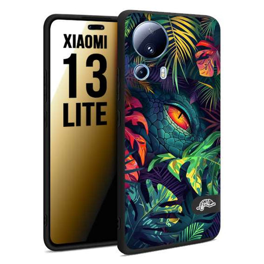 CUSTOMIZZA - Custodia cover nera morbida in tpu compatibile per Xiaomi 13 LITE animali color giungla tropicale occhio di coccodrillo alligatore disegnato