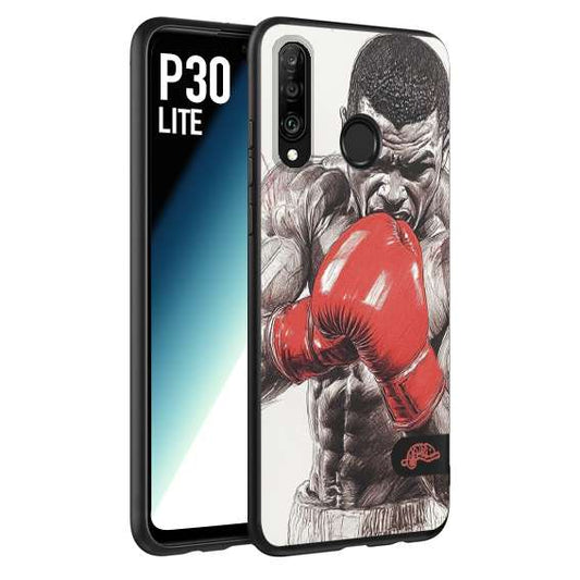 CUSTOMIZZA - Custodia cover nera morbida in tpu compatibile per Huawei P30 LITE pugilato pugili disegno tattoo guantoni box pesi massimi gancio
