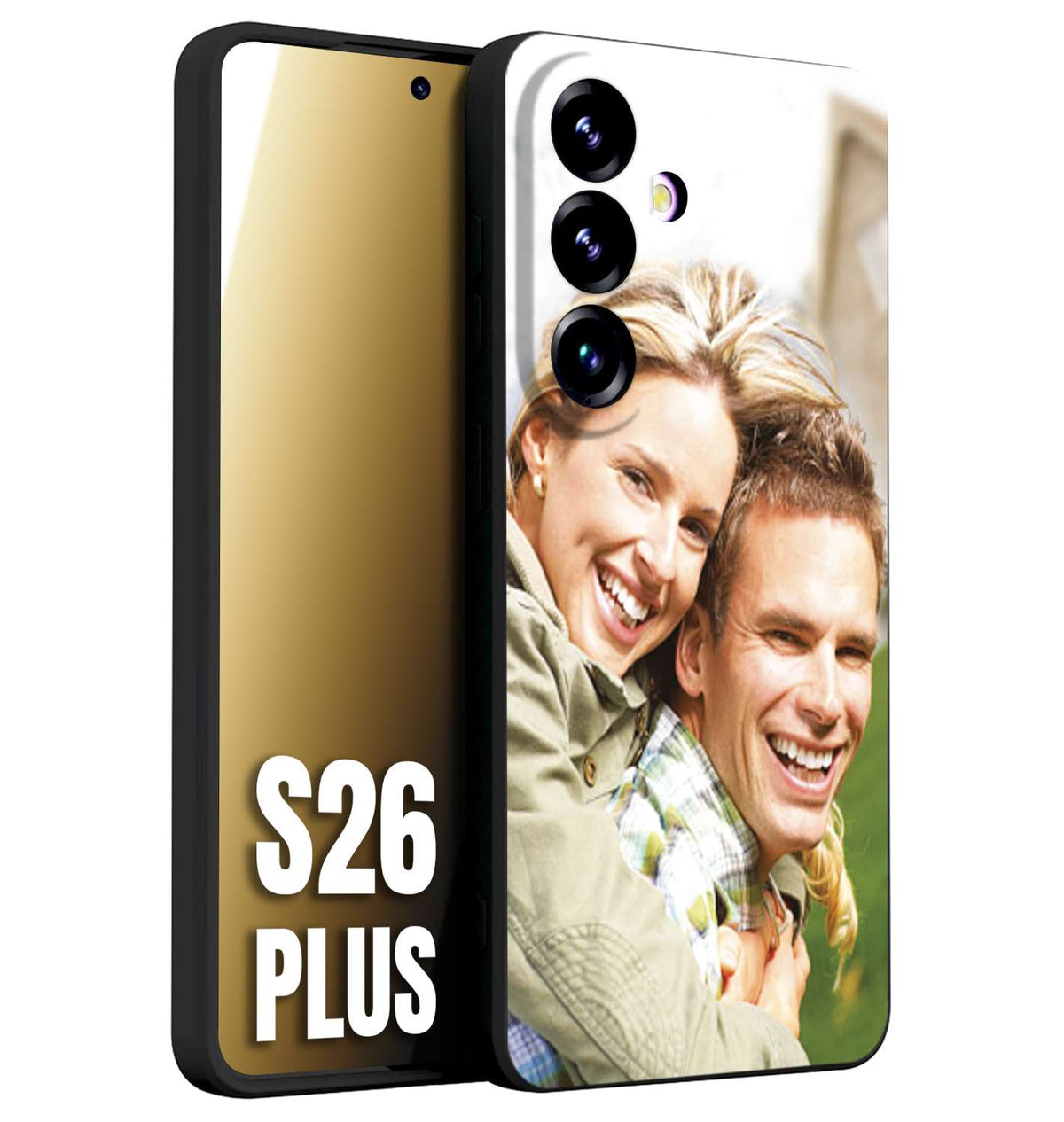CUSTOMIZZA - Custodia cover nera morbida in tpu compatibile per Samsung S26 PLUS personalizzata con foto immagine scritta a piacere