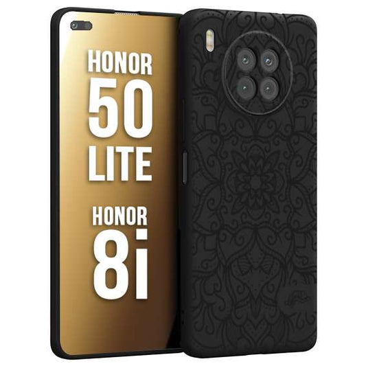CUSTOMIZZA - Custodia cover nera morbida in tpu compatibile per Honor 8i - Honor 50 LITE mandala nero fiore vedo non vedo donna