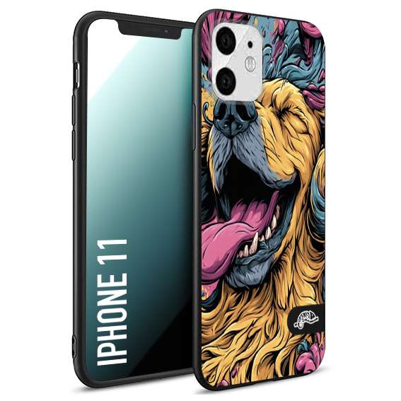CUSTOMIZZA - Custodia cover nera morbida in tpu compatibile per iPhone 11 Golden Retriever illustrazione cane pop art cane street art cartone animato