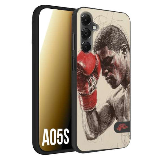 CUSTOMIZZA - Custodia cover nera morbida in tpu compatibile per Samsung A05S pugilato pugili disegno tattoo guantoni boxer pesi massimi