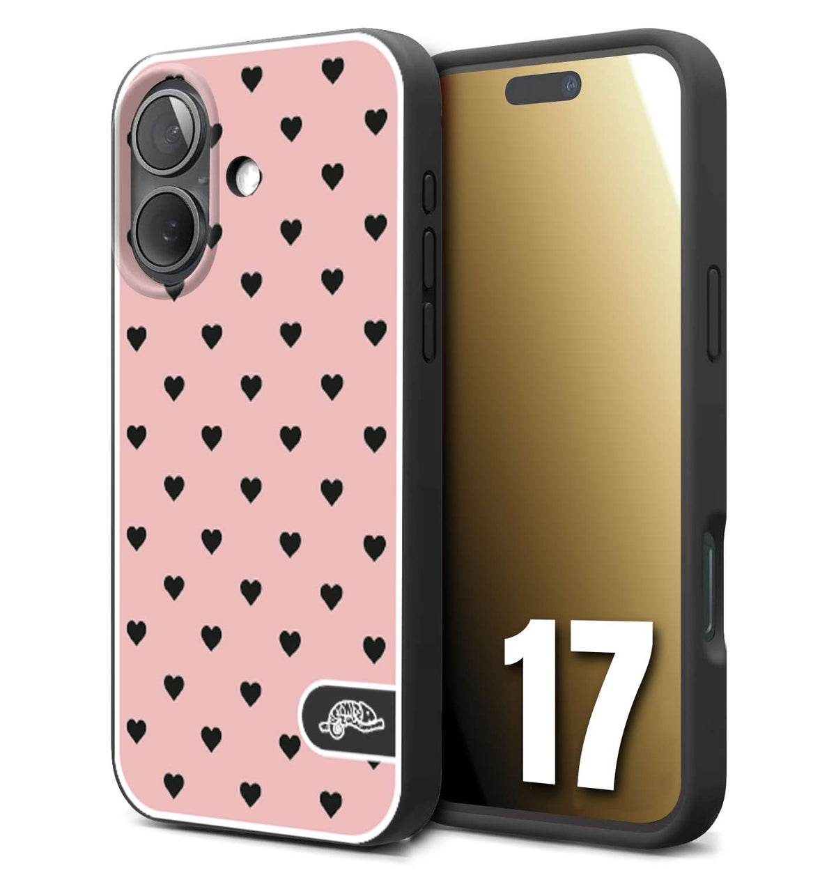 CUSTOMIZZA - Custodia cover nera morbida in tpu compatibile per iPhone 17 cuori pois rosa donna pin up vintage