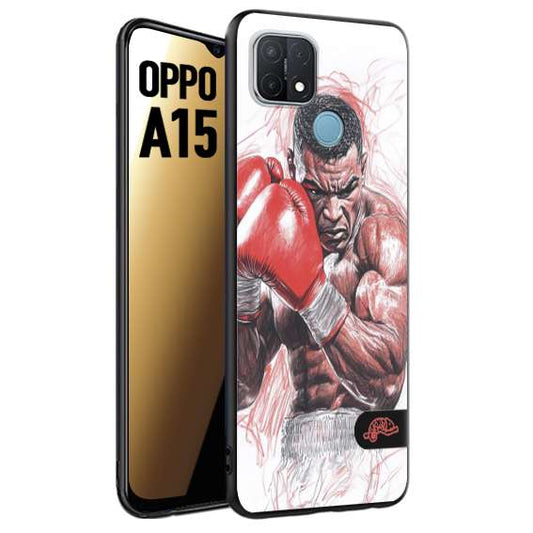 CUSTOMIZZA - Custodia cover nera morbida in tpu compatibile per Oppo A15 pugilato pugili disegno tattoo guantoni boxer pesi massimi iron mike
