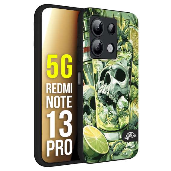 CUSTOMIZZA - Custodia cover nera morbida in tpu compatibile per Xiaomi Redmi Note 13 PRO 5G Mojito cocktail teschio illustrazione drink lime menta ghiacci tropicale street art