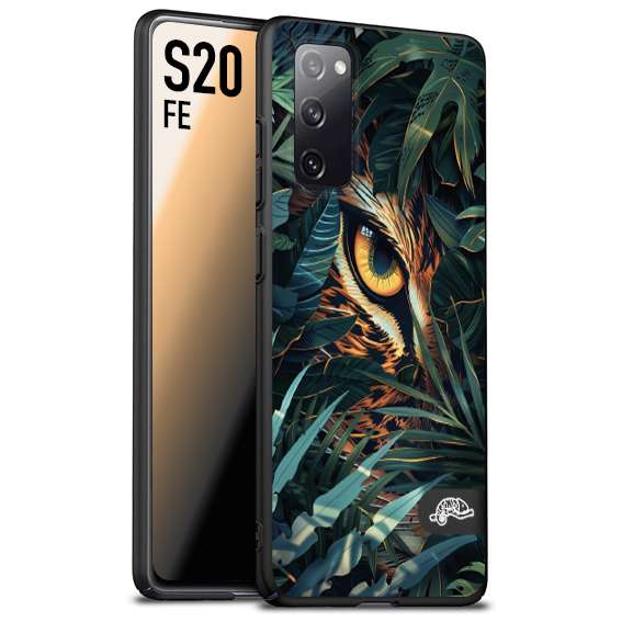 CUSTOMIZZA - Custodia cover nera morbida in tpu compatibile per Samsung S20 FE animali color giungla tropicale occhio di giaguaro felino disegnato