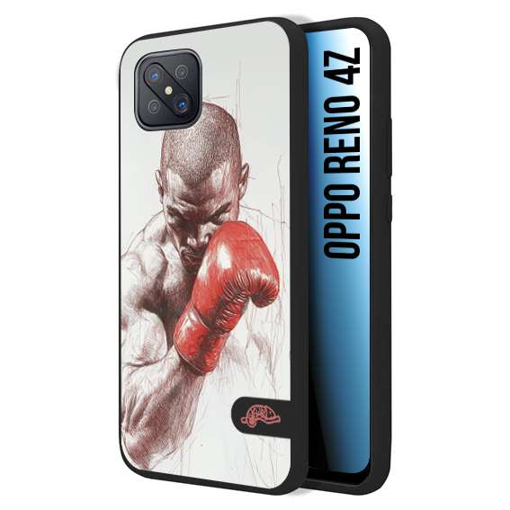 CUSTOMIZZA - Custodia cover nera morbida in tpu compatibile per Oppo Reno 4Z pugilato pugili disegno tattoo guantoni box sport primo piano