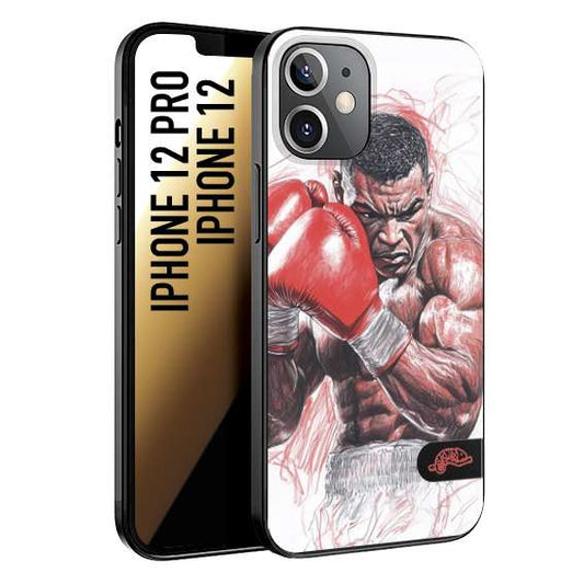 CUSTOMIZZA - Custodia cover nera morbida in tpu compatibile per iPhone 12 - 12 PRO pugilato pugili disegno tattoo guantoni boxer pesi massimi iron mike