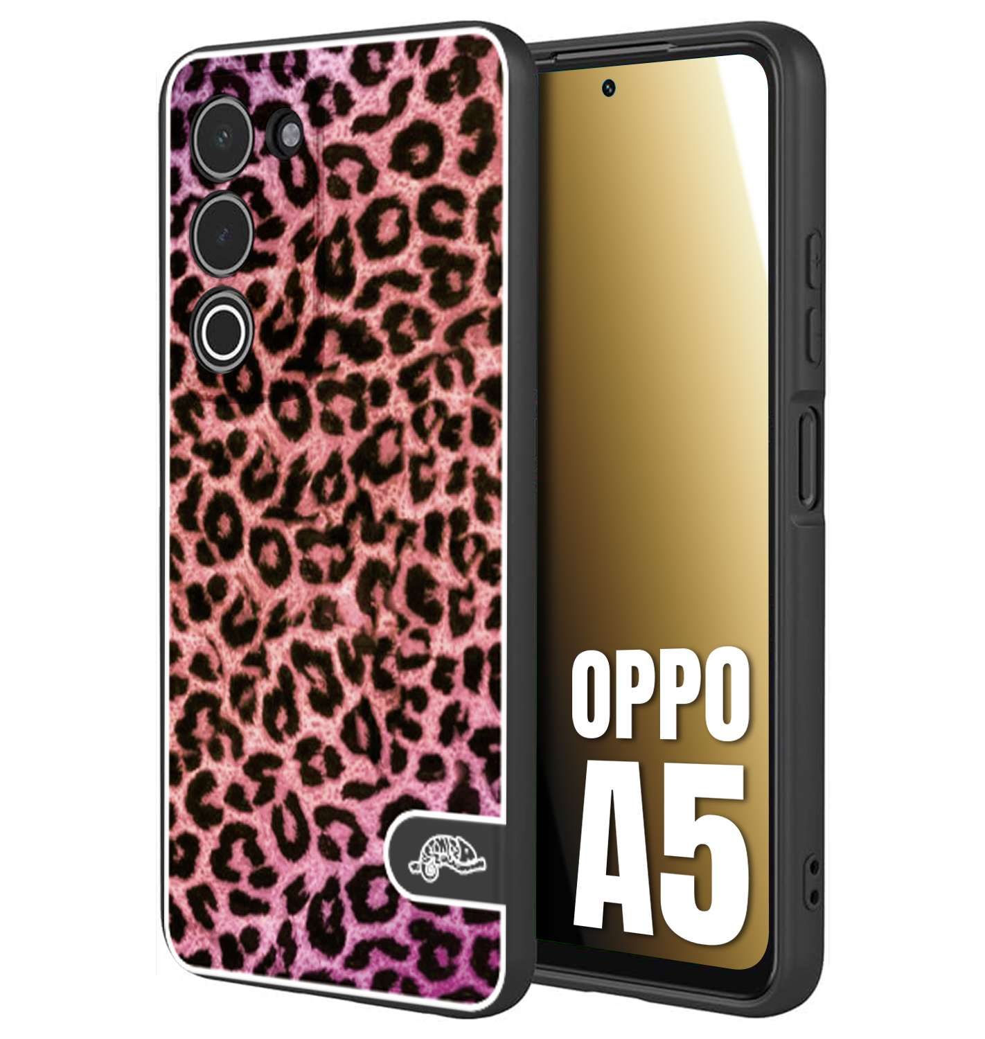 CUSTOMIZZA - Custodia cover nera morbida in tpu compatibile per Oppo A5 leopardato maculato donna rosa leopard
